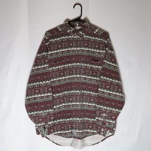 Levis Southwestern Button Up Mens L Red Striped Aztec Long Sleeve Shirt 90s Vtg